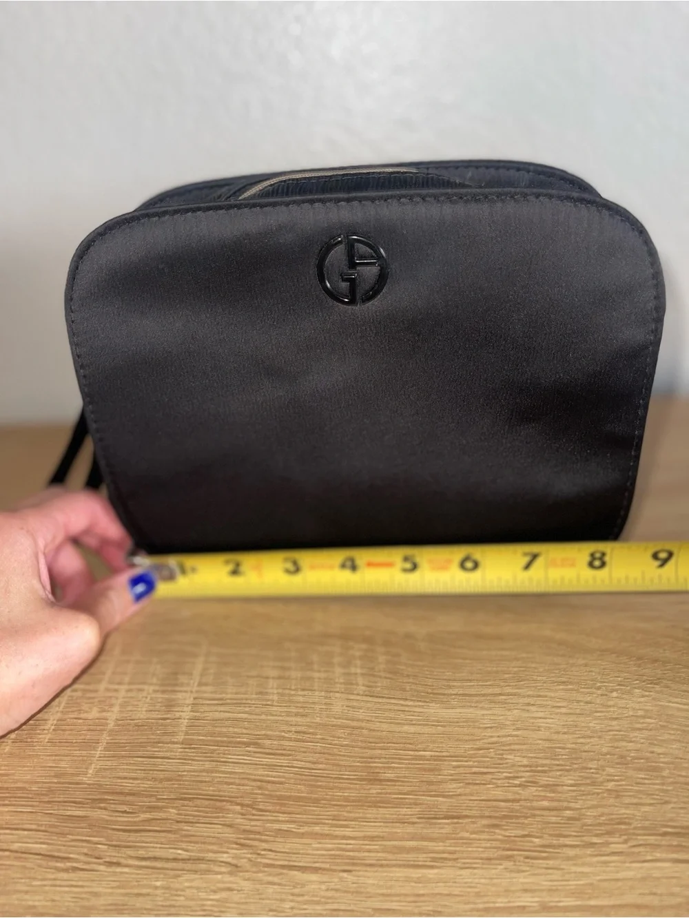 Giorgio Armani Beauty Black Satin Cosmetic Makeup Bag Pouch